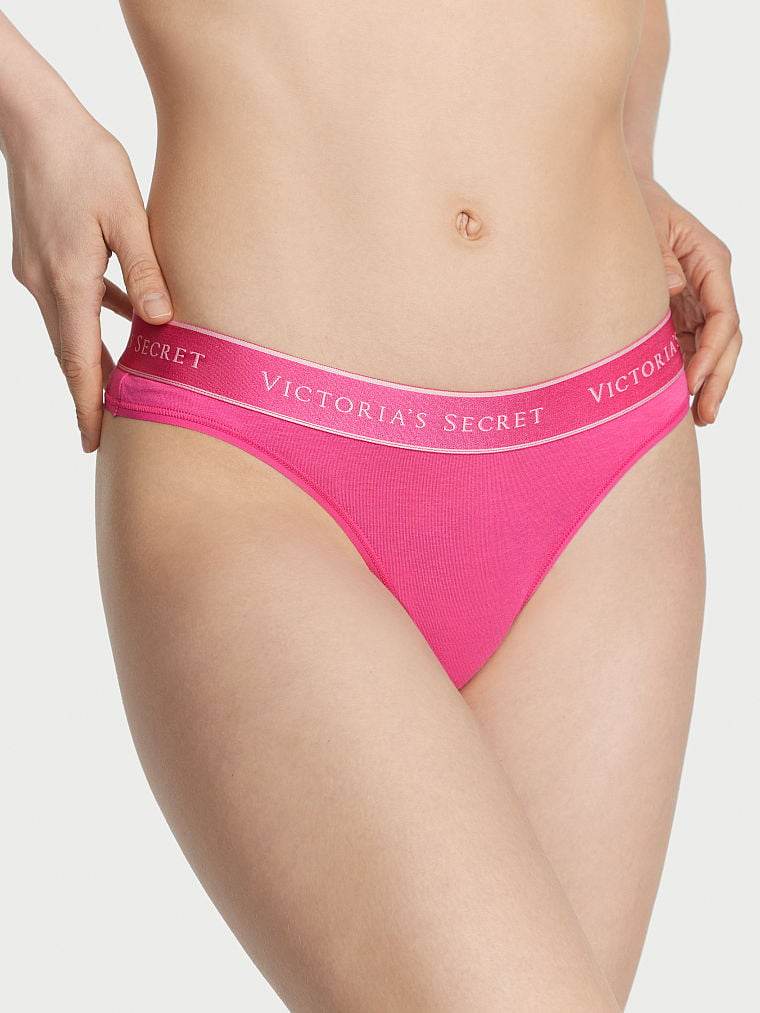 Victorias Secret Ribbed COTTON Logo BIKINI Panty Panties SEXY High