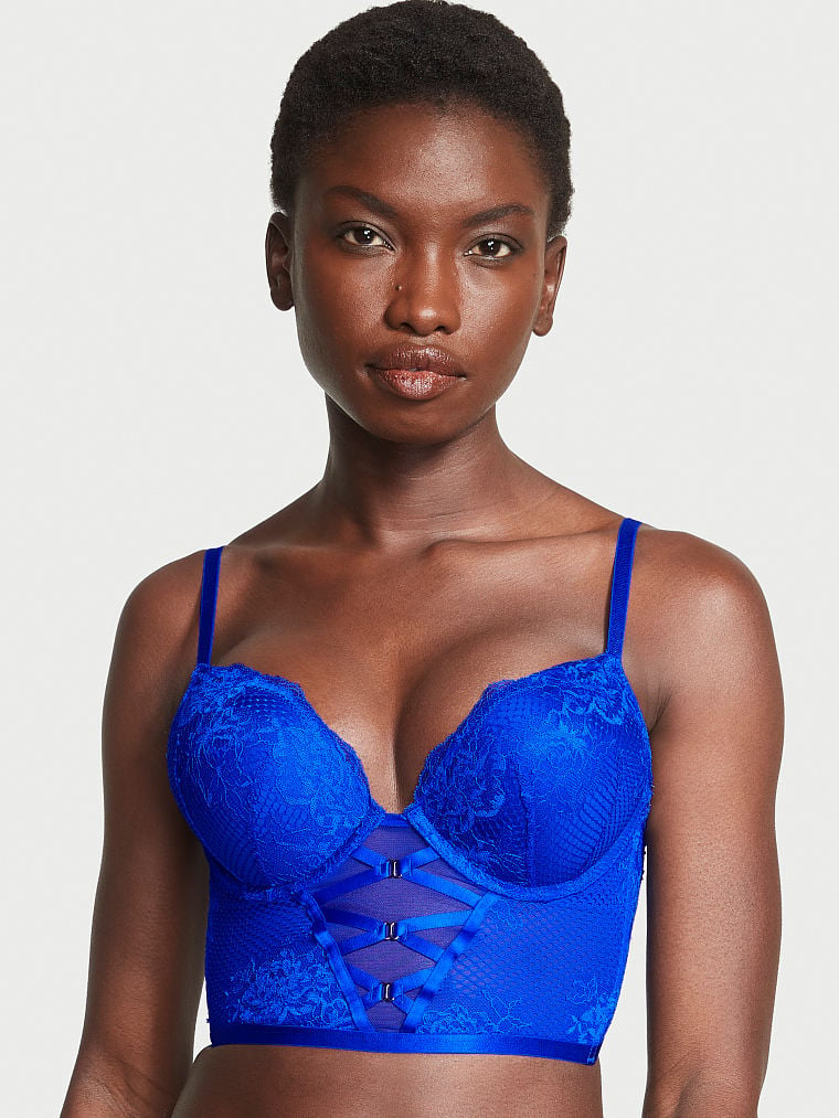Buy Victoria's Secret Capri Blue Lace Push Up Eyelet Corset Bra Top from  the Next UK online shop