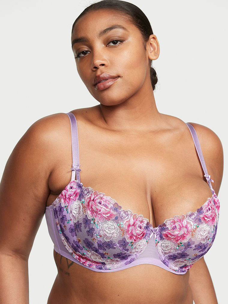 Victorias Secret DREAM ANGELS Floral Unlined EMBROIDERED Demi Bra