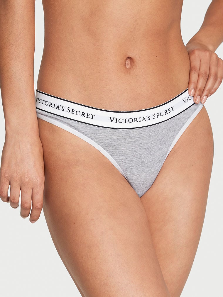 NWT VICTORIAS SECRET PINK Cotton VS Logo Thong Panties -LOT OF 3- Sz Medium  NEW 