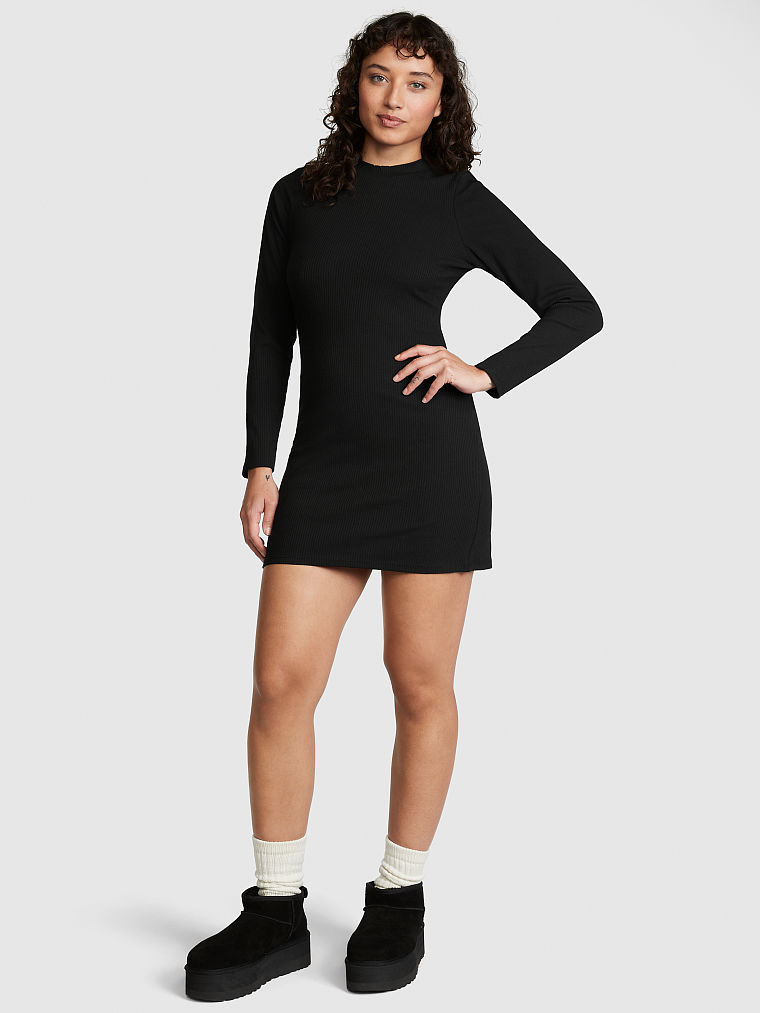 Black long sleeve mock clearance neck dress