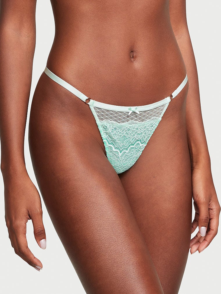 victorias secret dream angels embroidered jewel mesh thong panty