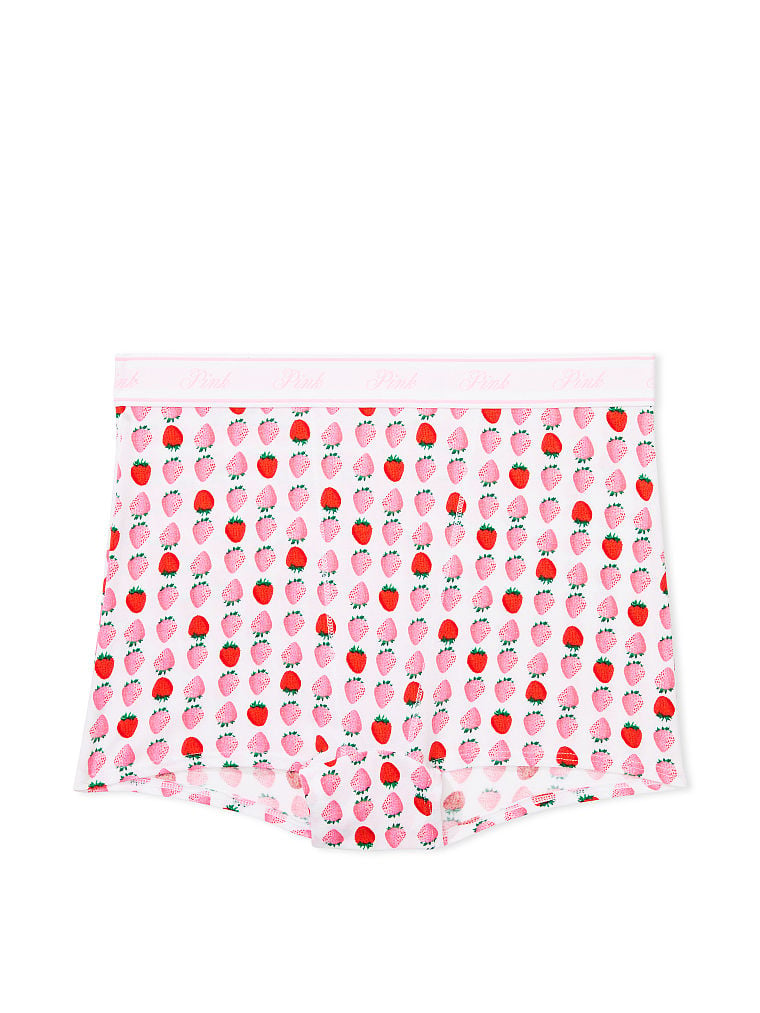 Buy Pink Logo Cotton High-Waist Boyshort Panty online in Dubai