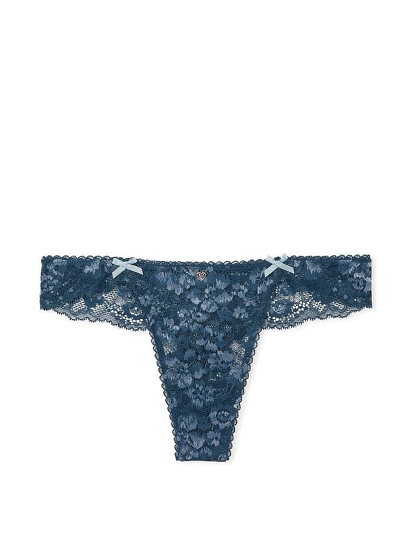 Cotton and Lace Trim Cheeky Panty - Ombre blue