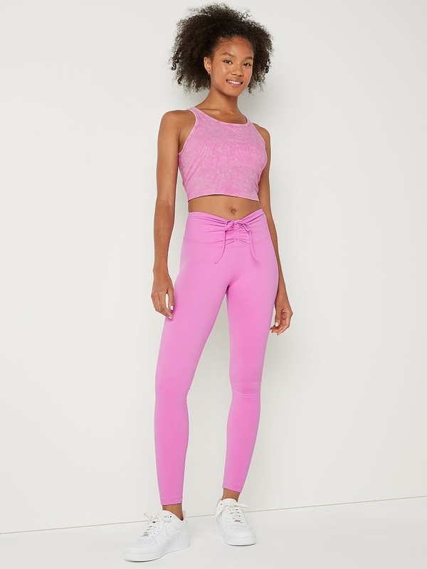 Buy Pink Adjustable Waist Ruched Leggings online in Dubai