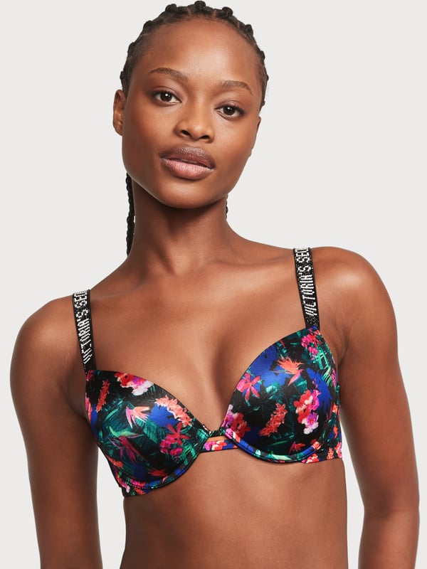 Victoria's Secret Bra Set VERY SEXY Embroidery Open Cup Strappy Crotchless