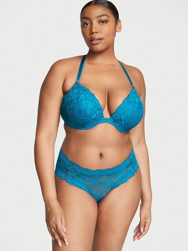 Women's Plus Size Lace Cheeky Brief Angel Blue