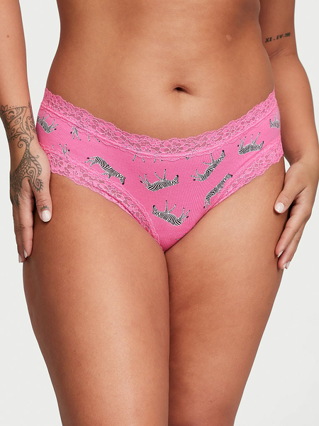 Lace Waist Cotton Cheeky Panty