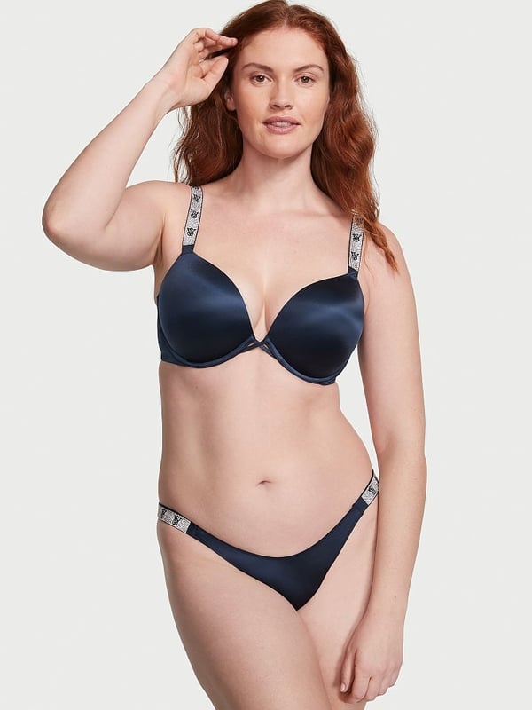 Victoria Secret Ba Set Bombshell Push Up Adds 2 Cup Size Dark Blue Very  Sexy New