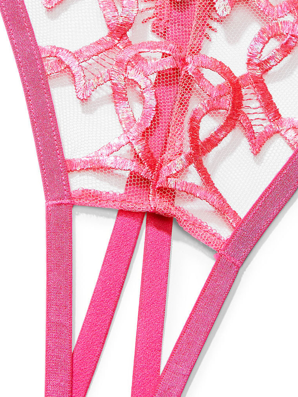 Victoria secret ouvert Panty floral heart cut out cheeky Lace Mesh underwear  XL 
