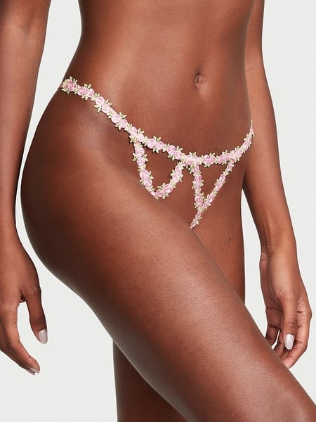Pearl Underwear Lace Open Crotch Thong, Pink price in UAE,  UAE